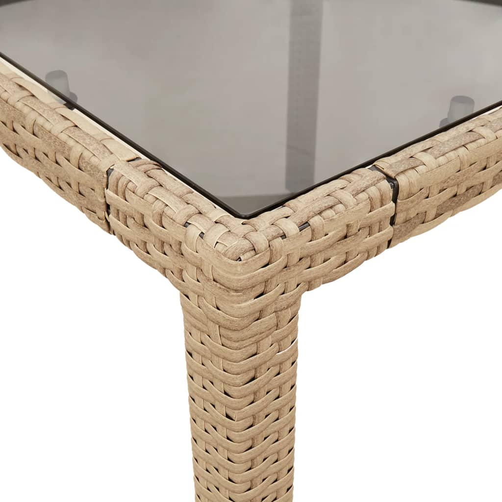 Tuintafel met glazen blad 190x90x75 cm poly rattan beige - AllerleiShop