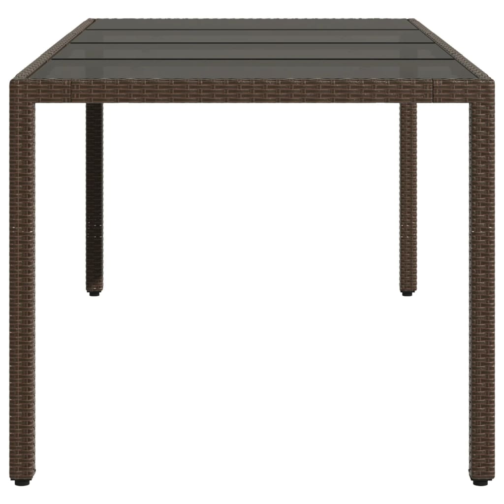 Tuintafel met glazen blad 190x90x75 cm poly rattan bruin - AllerleiShop