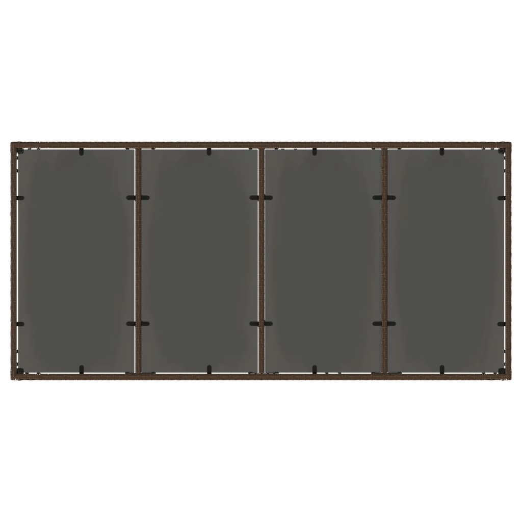 Tuintafel met glazen blad 190x90x75 cm poly rattan bruin - AllerleiShop