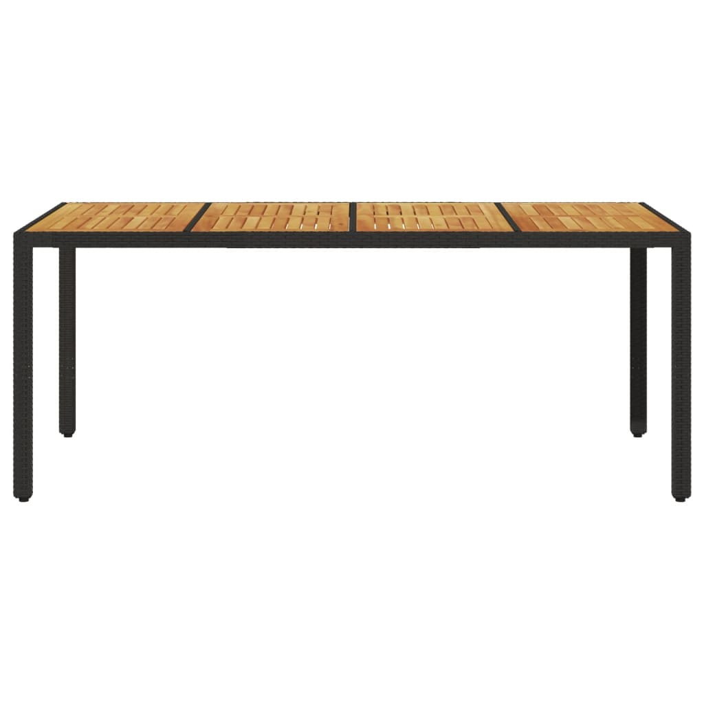 Tuintafel met acaciahouten blad 190x90x75 cm poly rattan zwart - AllerleiShop