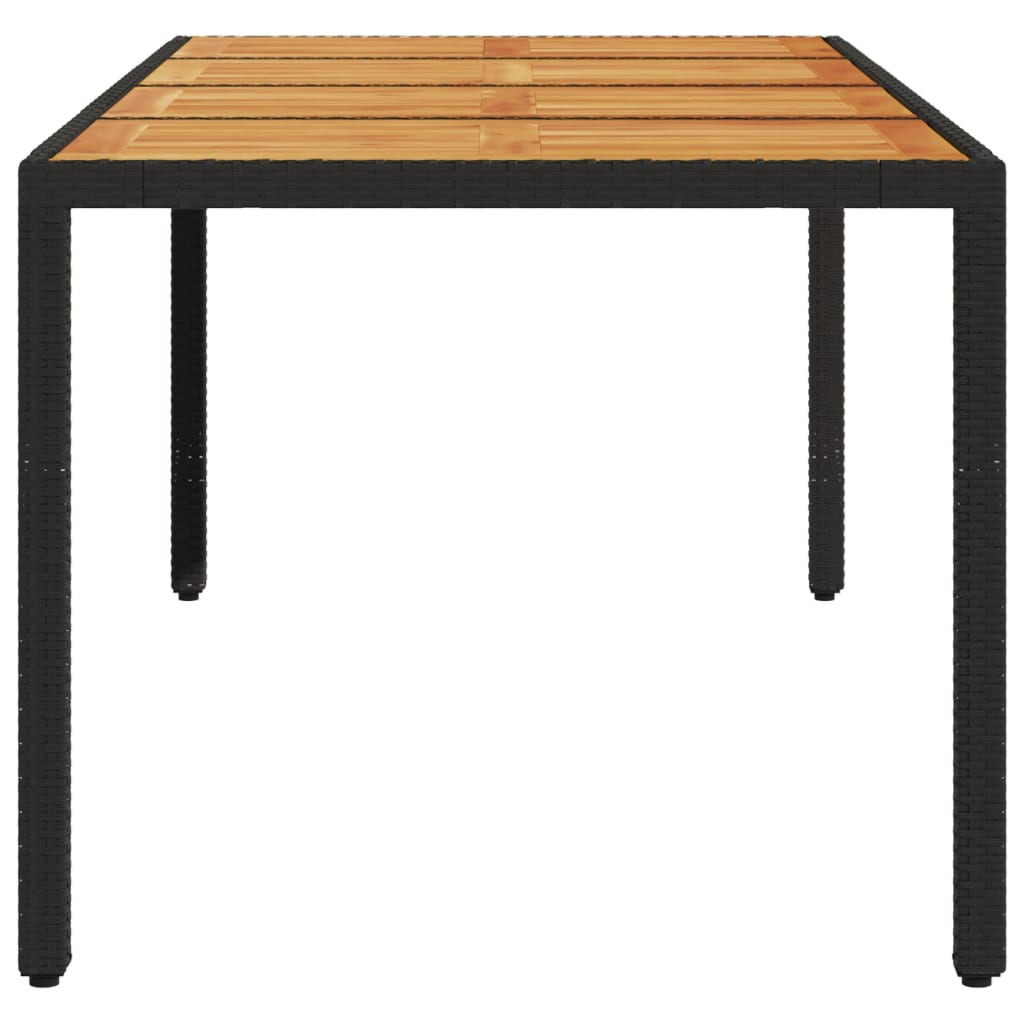 Tuintafel met acaciahouten blad 190x90x75 cm poly rattan zwart - AllerleiShop