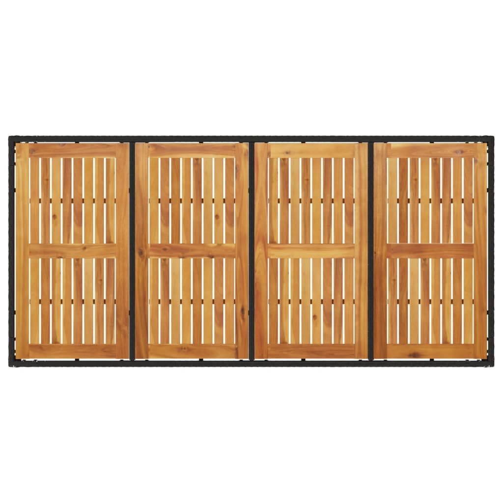 Tuintafel met acaciahouten blad 190x90x75 cm poly rattan zwart - AllerleiShop