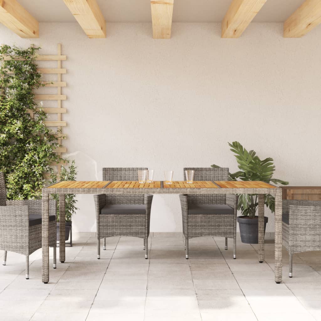 Tuintafel met acaciahouten blad 190x90x75 cm poly rattan grijs - AllerleiShop