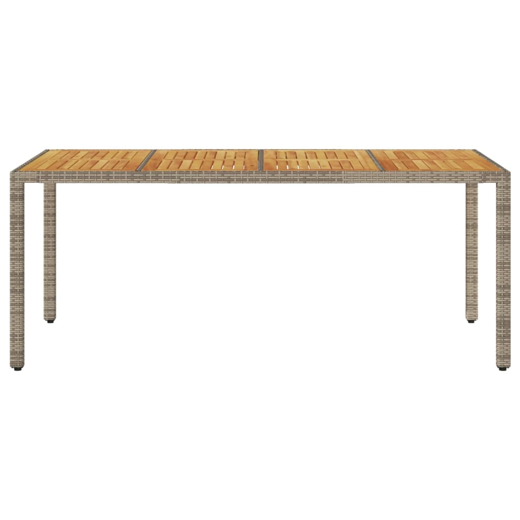 Tuintafel met acaciahouten blad 190x90x75 cm poly rattan grijs - AllerleiShop