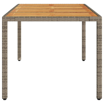 Tuintafel met acaciahouten blad 190x90x75 cm poly rattan grijs - AllerleiShop