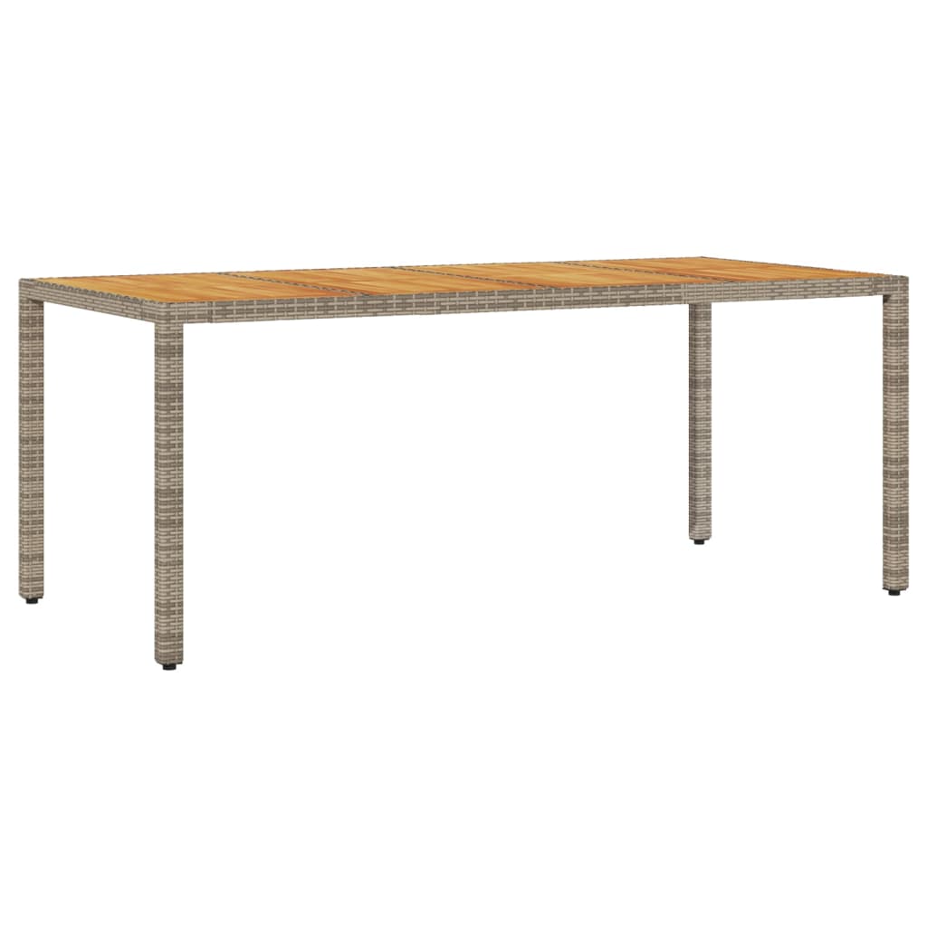 Tuintafel met acaciahouten blad 190x90x75 cm poly rattan grijs - AllerleiShop