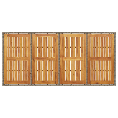 Tuintafel met acaciahouten blad 190x90x75 cm poly rattan grijs - AllerleiShop