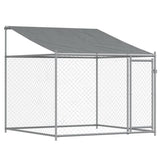 Hondenhok met dak en deuren 4x2x2 m gegalvaniseerd staal grijs - AllerleiShop