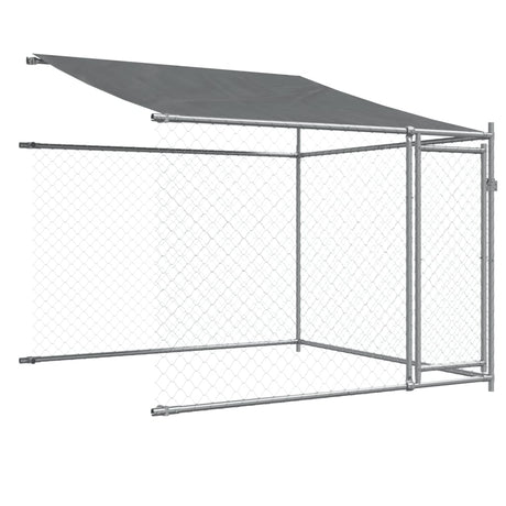 Hondenhok met dak en deuren 4x2x2 m gegalvaniseerd staal grijs - AllerleiShop