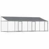 Hondenhok met dak en deuren 6x2x2 m gegalvaniseerd staal grijs - AllerleiShop