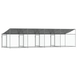 Hondenhok met dak en deuren 8x2x2 m gegalvaniseerd staal grijs - AllerleiShop