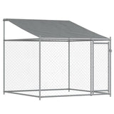 Hondenhok met dak en deuren 8x2x2 m gegalvaniseerd staal grijs - AllerleiShop