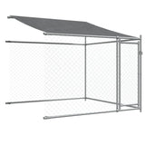 Hondenhok met dak en deuren 8x2x2 m gegalvaniseerd staal grijs - AllerleiShop