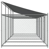 Hondenhok met dak en deuren 10x2x2 m gegalvaniseerd staal grijs - AllerleiShop