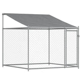 Hondenhok met dak en deuren 10x2x2 m gegalvaniseerd staal grijs - AllerleiShop