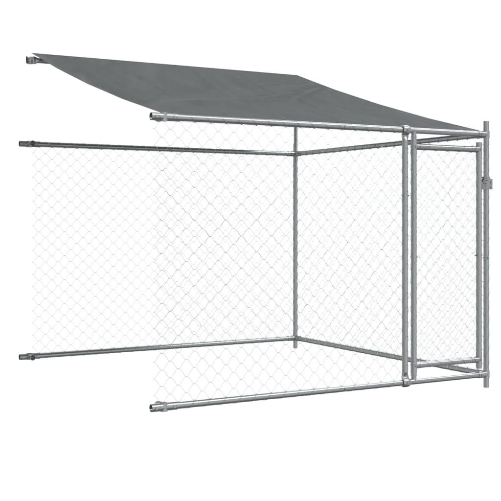 Hondenhok met dak en deuren 10x2x2 m gegalvaniseerd staal grijs - AllerleiShop