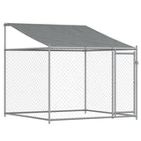 Hondenhok met dak en deuren 12x2x2 m gegalvaniseerd staal grijs - AllerleiShop