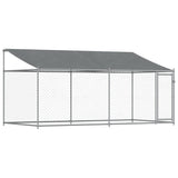 Hondenhok met dak en deur 4x2x2 m gegalvaniseerd staal grijs - AllerleiShop