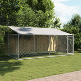 Hondenhok met dak en deur 4x2x2 m gegalvaniseerd staal grijs - AllerleiShop