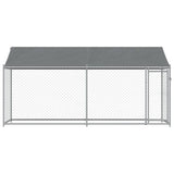 Hondenhok met dak en deur 4x2x2 m gegalvaniseerd staal grijs - AllerleiShop