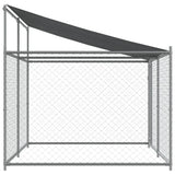 Hondenhok met dak en deur 4x2x2 m gegalvaniseerd staal grijs - AllerleiShop