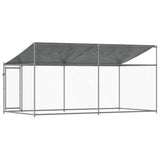 Hondenhok met dak en deur 4x2x2 m gegalvaniseerd staal grijs - AllerleiShop