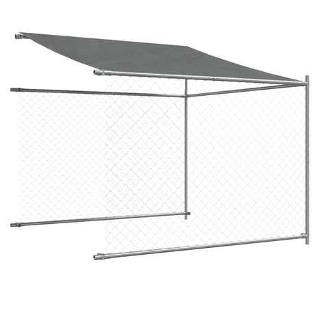 Hondenhok met dak en deur 4x2x2 m gegalvaniseerd staal grijs - AllerleiShop