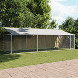 Hondenhok met dak en deur 6x2x2 m gegalvaniseerd staal grijs - AllerleiShop