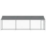 Hondenhok met dak en deur 6x2x2 m gegalvaniseerd staal grijs - AllerleiShop