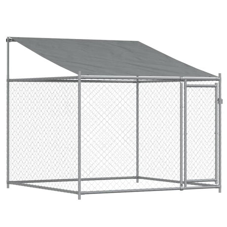 Hondenhok met dak en deur 6x2x2 m gegalvaniseerd staal grijs - AllerleiShop