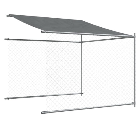 Hondenhok met dak en deur 6x2x2 m gegalvaniseerd staal grijs - AllerleiShop