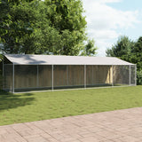 Hondenhok met dak en deur 8x2x2 m gegalvaniseerd staal grijs - AllerleiShop