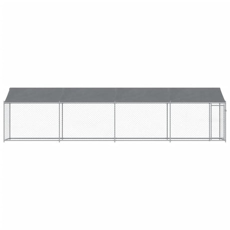 Hondenhok met dak en deur 8x2x2 m gegalvaniseerd staal grijs - AllerleiShop