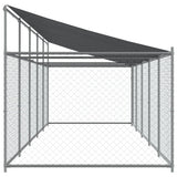 Hondenhok met dak en deur 10x2x2 m gegalvaniseerd staal grijs - AllerleiShop