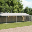 Hondenhok met dak en deur 10x2x2 m gegalvaniseerd staal grijs - AllerleiShop