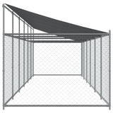 Hondenhok met dak en deur 12x2x2 m gegalvaniseerd staal grijs - AllerleiShop