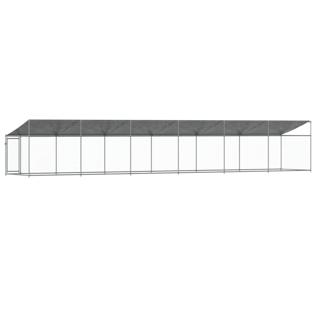 Hondenhok met dak en deur 12x2x2 m gegalvaniseerd staal grijs - AllerleiShop