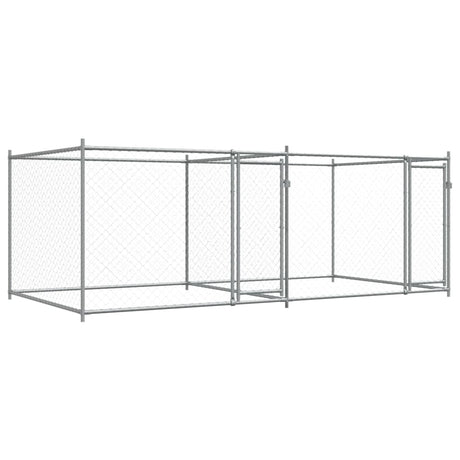 Hondenhok met deuren 4x2x1,5 m gegalvaniseerd staal grijs - AllerleiShop