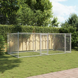 Hondenhok met deuren 4x2x1,5 m gegalvaniseerd staal grijs - AllerleiShop