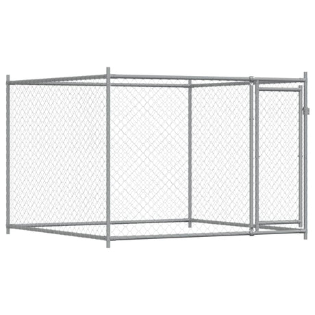 Hondenhok met deuren 4x2x1,5 m gegalvaniseerd staal grijs - AllerleiShop