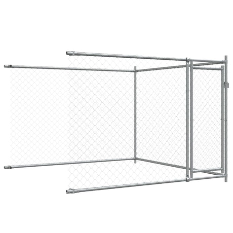 Hondenhok met deuren 4x2x1,5 m gegalvaniseerd staal grijs - AllerleiShop