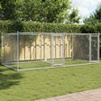 Hondenhok met deuren 4x2x1,5 m gegalvaniseerd staal grijs - AllerleiShop