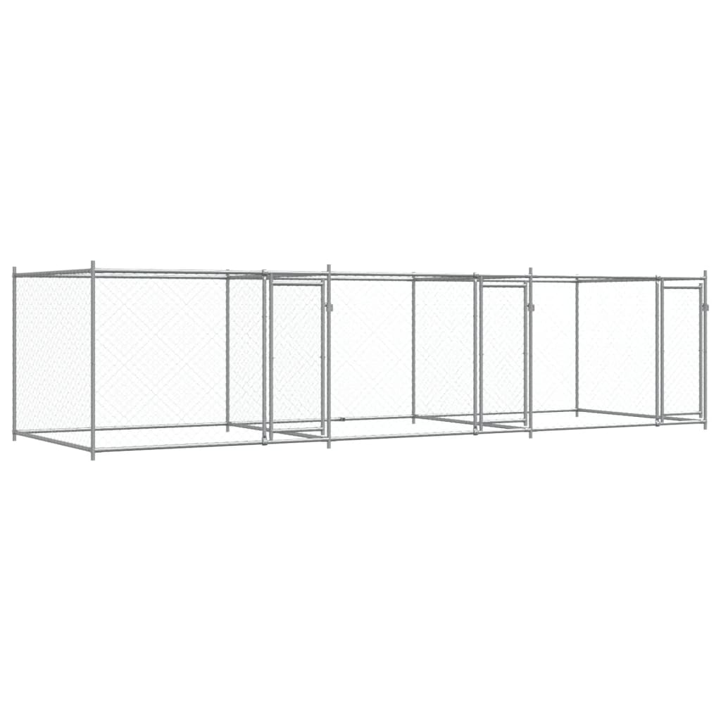 Hondenhok met deuren 6x2x1,5 m gegalvaniseerd staal grijs - AllerleiShop