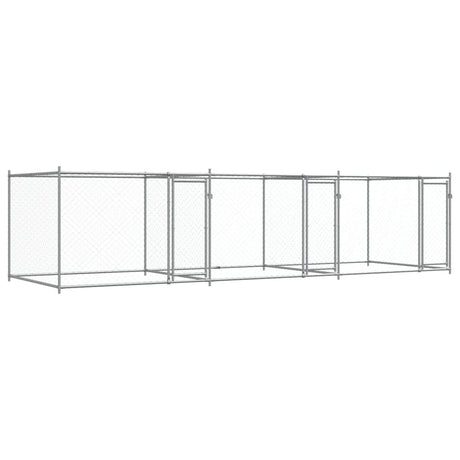 Hondenhok met deuren 6x2x1,5 m gegalvaniseerd staal grijs - AllerleiShop