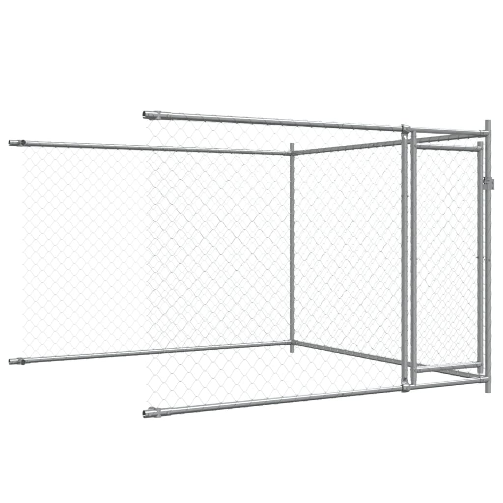 Hondenhok met deuren 6x2x1,5 m gegalvaniseerd staal grijs - AllerleiShop