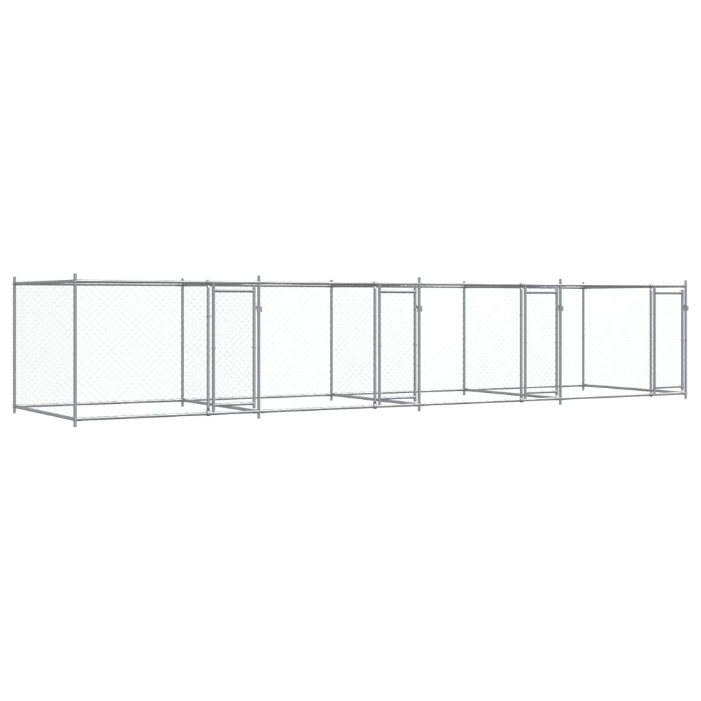 Hondenhok met deuren 8x2x1,5 m gegalvaniseerd staal grijs - AllerleiShop