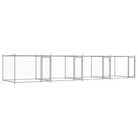 Hondenhok met deuren 8x2x1,5 m gegalvaniseerd staal grijs - AllerleiShop