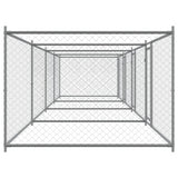 Hondenhok met deuren 8x2x1,5 m gegalvaniseerd staal grijs - AllerleiShop