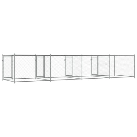 Hondenhok met deuren 8x2x1,5 m gegalvaniseerd staal grijs - AllerleiShop