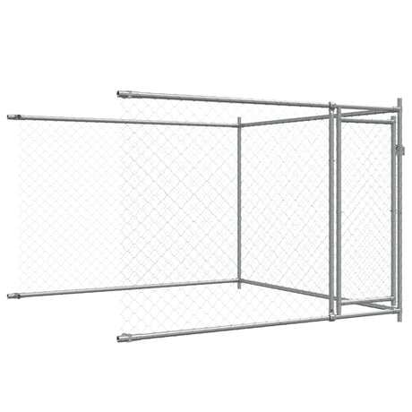 Hondenhok met deuren 8x2x1,5 m gegalvaniseerd staal grijs - AllerleiShop